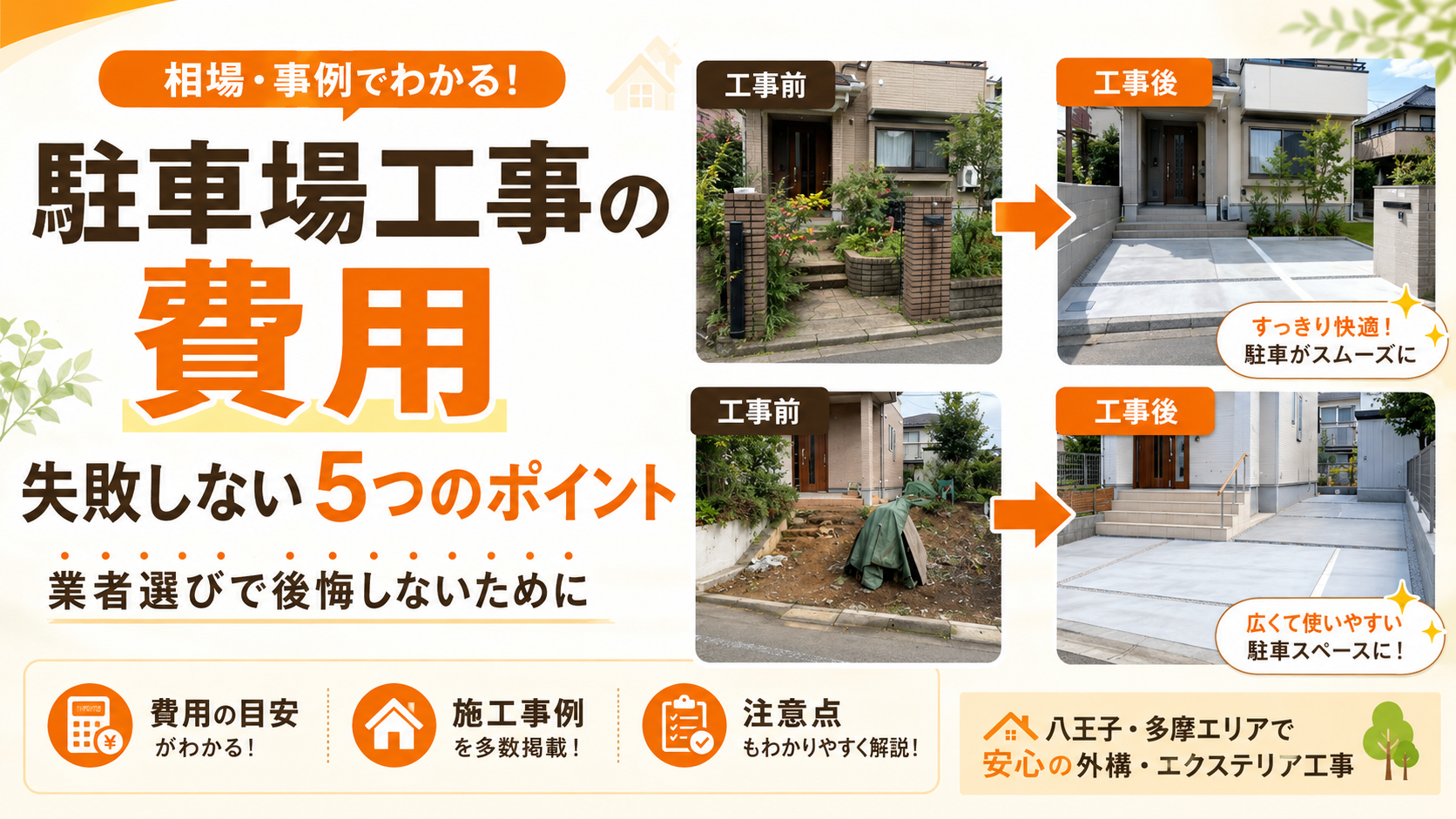 駐車場工事の費用と失敗しない5つのポイント|業者選びで後悔しないために